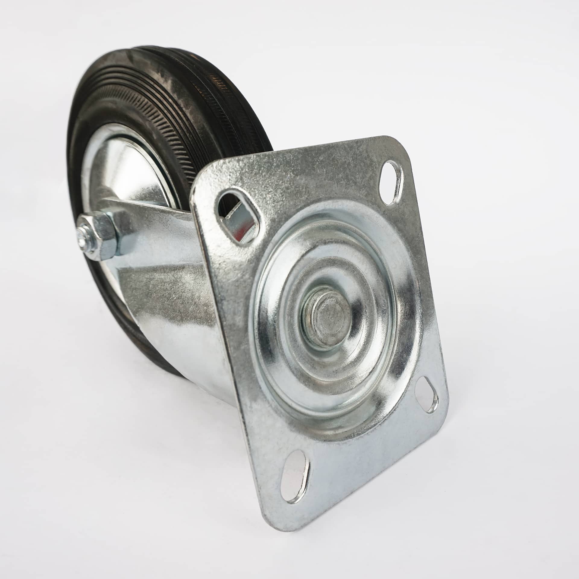 Ø 100 mm | Zestaw kołowy obrotowy bez hamulca: metal guma, płyta mocująca, łożysko wałeczkowe, nośność 50 kg | 4001-100 - płyta mocująca