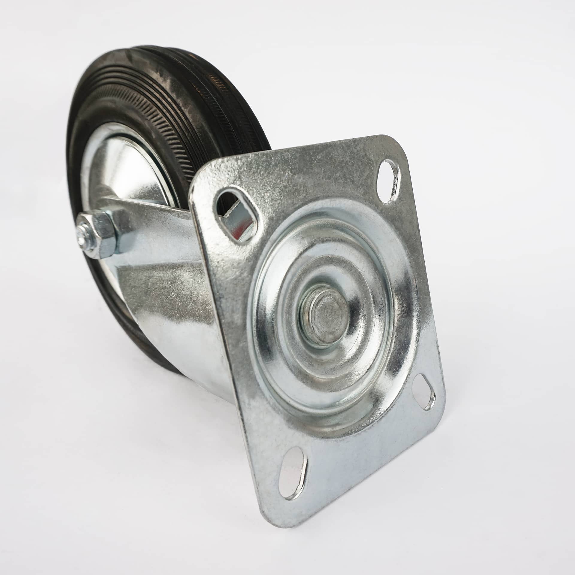 Ø 200 mm | Zestaw kołowy obrotowy bez hamulca: metal guma, płyta mocująca, łożysko wałeczkowe, nośność 50 kg | 4001-200 - płta mocująca