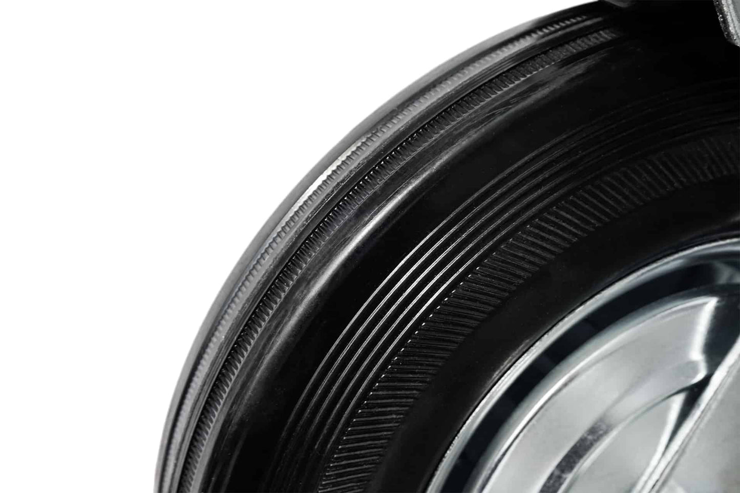 Ø 100 mm | Zestaw kołowy obrotowy bez hamulca: metal guma, płyta mocująca, łożysko wałeczkowe, nośność 50 kg | 4001-100 - guma opona
